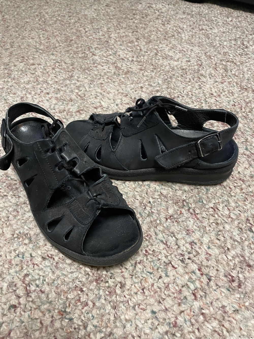 Birkenstock Black Leather Cutout Slingback buckle Sandals